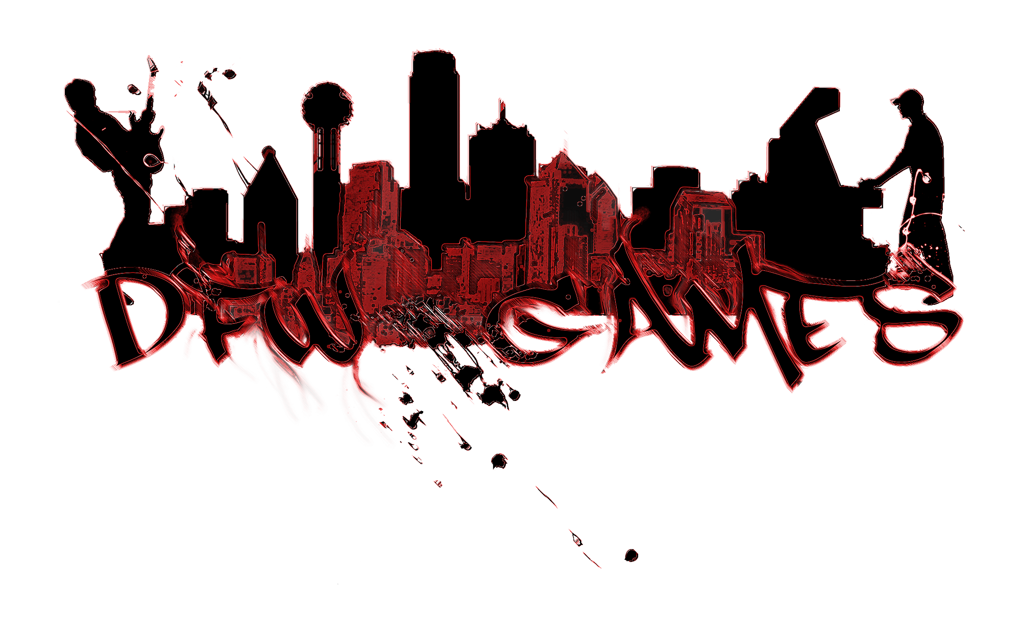 DFW Games logo redesign combining the Dallas skyline with graffiti-inspired typography